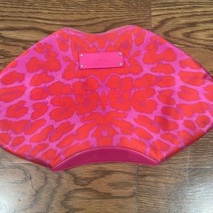 👛 Alexander Mcqueen De Manta Floral Damask Red Pink Leather Bag Purse